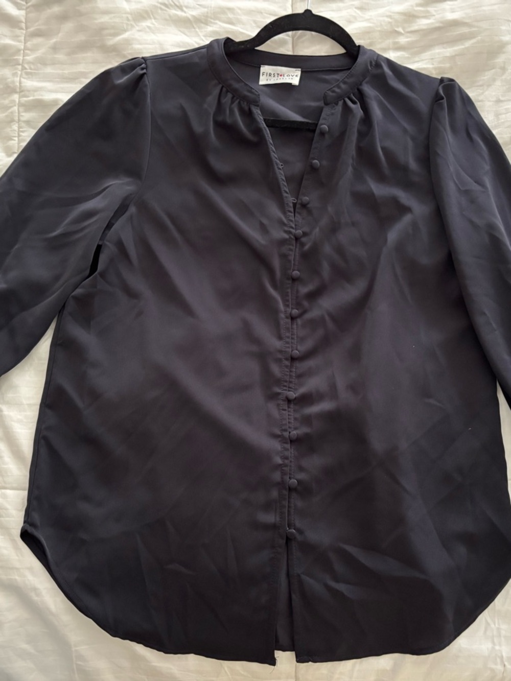 First Love women’s navy Black Button-Front Lightweight Shirt Jacket